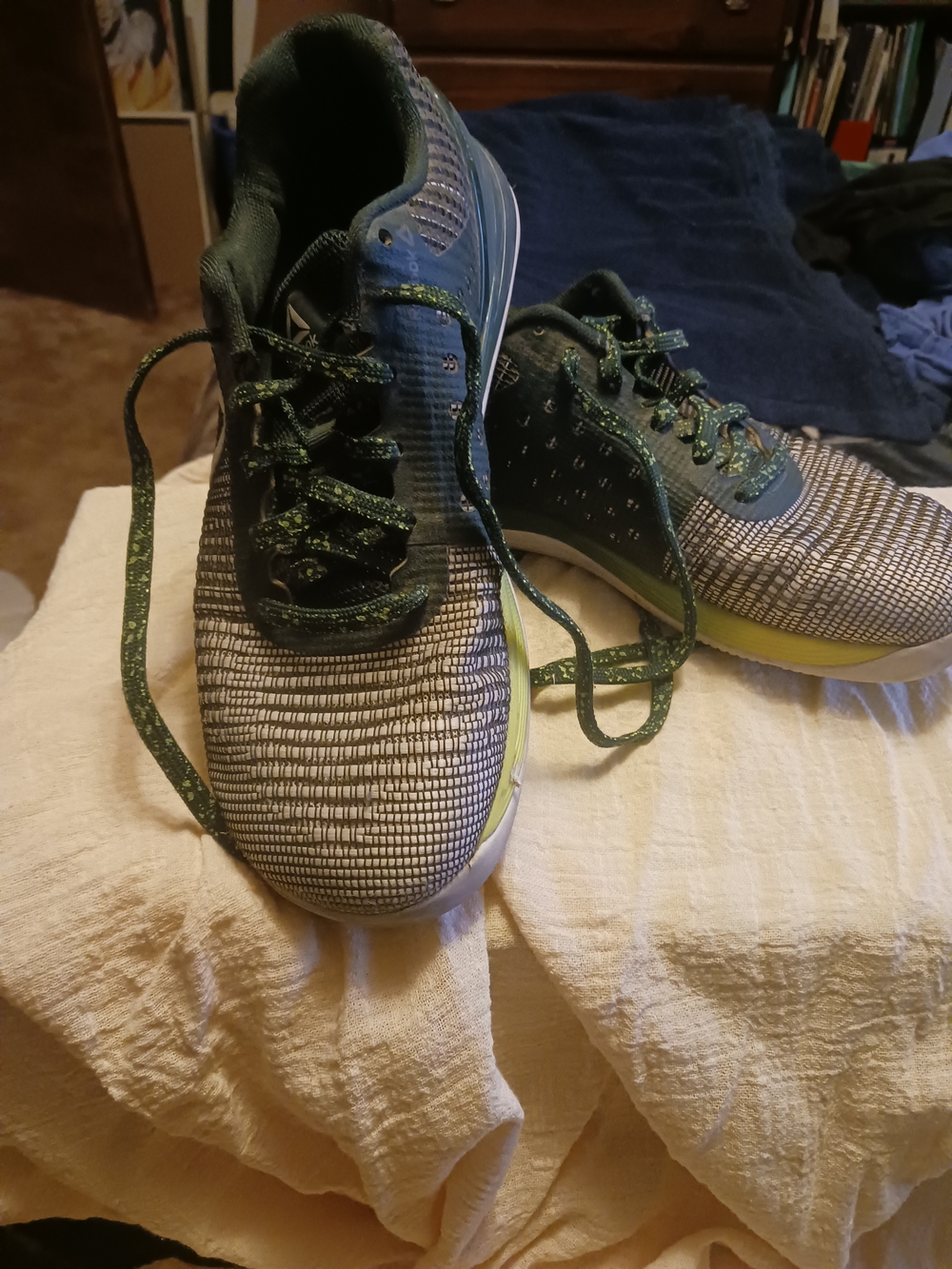 Reebok Womens Gray and Green Athletic Shoes Nano 7